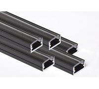 AFTERTECH 5 x 3 m (15 M) 1207 N 12 x 7 mm profil aluminium NOIR minimal pour bandes strip LED barre rigide ENTIÈRE 3 m + couverture TRANSPARENTE (5 x 3 mètres 1207 noir clear)