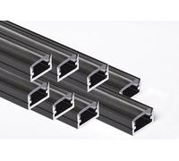 AFTERTECH 8 x 2 m (16 M) 1207 N 12 x 7 mm profil aluminium noir minimal pour bandes LED barre rigide entière 2 m + couvercle transparent (8 x 2 m 1207 noir clear)