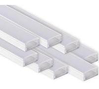 AFTERTECH 8 x 2 m (16 M) 1708B 17 x 8 mm profil aluminium blanc pour bandes LED barre rigide 2 m 2 m + couverture (8 x 2 mètres 1708 blanc fog)