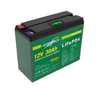 AFTERTECH LIFEPO4 - Bloc-batterie 12 V 30 Ah, rechargeable, lithium-fer-phosphate, pile