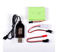 AFTERTECH Pack Batterie Ni-MH 3,6 V 2 400 mAh 52 x 44 x 15 mm avec câble de Charge USB et connecteur fiche SM 2P KET JST E3E1