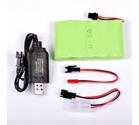 AFTERTECH Pack Batterie Ni-MH 7,2 V 2 400 mAh 87 x 52 x 15 mm avec câble de Charge USB et connecteur fiche SM 2P KET JST E3E4