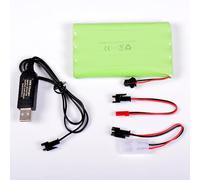 AFTERTECH Pack Batterie Ni-MH 9,6 V 2 400 mAh 102 x 59 x 15 mm avec câble de Charge USB et connecteur fiche SM 2P KET JST E3D1