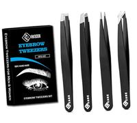 AFTREN Pince à épiler professionnelle 5 pièces en acier inoxydable Ciseaux à sourcils Ciseaux à ongles Idéal pour l'épilation du visage Ciseaux de nez pour la routine de beauté quotidienne (Noir)