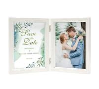 Afuly 13x18 cm Cadre photo double cadre photo blanc pliable en bois, idéal pour un mariage, un anniversaire, la fête des mères, une amie, une famille, une maman, une grand-mère ou une femme