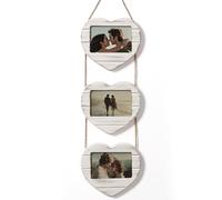 Afuly Cadre Multi 3 Photos 10x15 Cœur Bois Blanc Antique Cadre Suspendu Mur Décoratif Cadeau Personnalisé Mariage Noël Famille Grand Mère Maman Couple