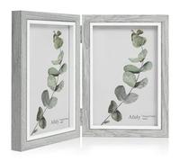 Afuly Cadre photo 10 x 15 Gris Blanc Double Bois pour 2 Photos Collage Moderne Minable Décoration Bébé Famille Animaux Cadeau