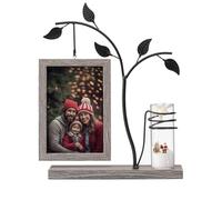 Afuly Cadre Photo 10x15 Bois Vintage Brun avec Vase et Arbre Métallique Décoration de Table Cadeau de Mariage Anniversaire Déménagement Présent pour Femme Mère Grand mère Amis Famille Couple