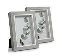 Afuly Cadre Photo 10x15 Gris Blanc Mur ou Bureau Moderne Shabby Décoration Cadeau, lot de 2