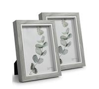 Afuly Cadre Photo 13x18 Gris Bois avec Bordure Blanche pour Mur ou Bureau Cadeau Minable Moderne, lot de 2