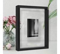 Afuly Cadre Photo 13X18 Verre Flottant jusqu'à 20X25 Noir Bois Double Face Moderne Table ou Mur