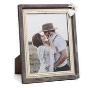 Afuly Cadre photo 20x25cm rustique en bois vieilli avec dentelle en toile de jute blanche en forme de cœur, cadre en bois massif pour décoration murale, décoration d'intérieur