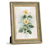 Afuly Cadre photo A4 vintage antique Elagent vert doré 21 x 29,7 cm Cadre mural avec passe-partout pour décoration de maison, bureau, cadeaux pour maman, grand-mère, femme, famille, amis