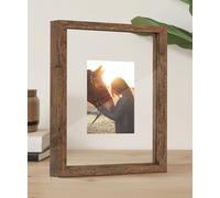 Afuly Cadre photo en verre 13x18 10x15 avec flottant ou 20x25 sans flottant en bois marron double verre, cadre photo de bureau, cadre d'objet mural, cadeaux
