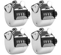 AFUNTA Compteurs Manuels de 4 Chiffres, Lot de 4 Numérateurs Mécaniques à Main avec Cerceau D’Anneau Support de Doigt pour Sport Golf Compte de Pas - Argent