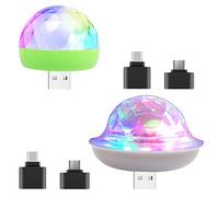 AFUNTA Lot de 2 mini boules disco USB avec adaptateur USB de type C vers USB et micro vers USB,petite boule magique à LED,umière colorée pour fête/anniversaire/boîte de karaoké,compatible smartphones