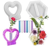 Afunta Lot de 2 moules hexagonaux en résine époxy avec 6 tubes pour la propagation de plantes, la culture hydroponique, la conservation des fleurs