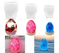 AFUNTA Lot de 3 moules en silicone pour œufs de Pâques en résine époxy avec support de lampe coloré, pour la fabrication de bricolage, les travaux manuels en résine