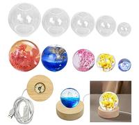 AFUNTA Lot de 5 moules ronds en silicone transparent en résine époxy avec support lumineux alimenté par USB pour la fabrication de bijoux, la décoration de la maison