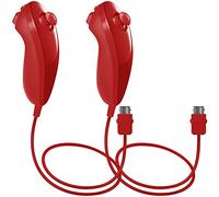 AFUNTA Nunchuck Contrôleurs pour Nintendo Wii U, Lot de 2 Manettes Remplacement pour WII U Jeu Vidéo - Rouge