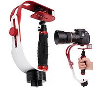AFUNTA Pro caméra vidéo de poche stabilisateur Steady, Parfait Monopodes pour GoPro, Cannon, Nikon ou tout appareil photo reflex numérique jusqu'à 0,95 KG avec Smooth Glide Pro Steady Cam - Rouge + Argent + Noir