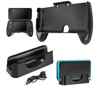 AFUNTA Station de Charge pour New Nintendo 2DS XL avec Poignée, Chargeur avec Mini Câble USB et Poignée en Plastique pour Nintendo 2DS LL 2017 - Noir