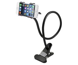 Afunta, support pour téléphone portable universel qui tourne à 360 degrés, flexible doté d’un bras long, porte-pince en forme de col de cygne, support pour iPhone4/5/5S/6, Samsung Galaxy S3/S4/S5, Note 2/Note 3, Android et tous les mobiles et appareils photo de largeur inférieure à 95 mm que vous pouvez disposer à côté d’un lit dans une chambre à coucher, une voiture, une cuisine, un bureau ou une salle de bain (blanc)