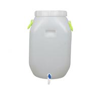 AFXGUSD Baril de Stockage avec Bec Verseur Contrôlé Récipient à Liquides Couvercle Scellé Intérieur Poignée Portable Adapté pour, Blanc, Cubique, Poignée Jaune, 25L, avec Robinet