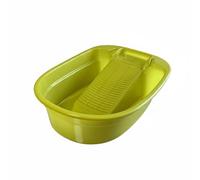 AFXGUSD Bassine à Linge Simple en Polypropylène Épais Multifonction à Laver Main avec Support Lessive et Évacuation Savon Récipient Gain de Place Adaptée pour, Fruit Vert