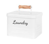 AFXGUSD Boîte de Rangement pour Capsules de Lessive, Support En Fer avec Poignée En Bois, pour La Maison, Blanc