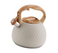 AFXGUSD Bouilloire de 3 Litres avec Sifflet, Poignée Résistante à La Chaleur, Compatible avec Toutes Les Plaques de Cuisson, Ustensiles de Cuisine, Théière En, beige
