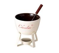 AFXGUSD Caquelon à Fondue Au Fromage avec 1 Fourchette, Chauffe-plat, Bougie Chauffe-plat et Chocolat pour, Blanc