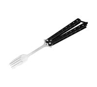 AFXGUSD Fourchette Papillon Pliable en Acier Inoxydable pour Les Repas en Plein Air, poignée Noire