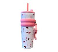 AFXGUSD Idée Cadeau Compacte : Mug Isotherme En Acier Inoxydable pour Les Fêtes, Petite Fleur Rose