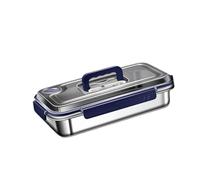 AFXGUSD Lunch Box Rectangle En Acier Inoxydable Empilable avec Couvercle Étanche Récipient Alimentaire Grande Capacité Portable Adapté pour Stockage de Nourri, 2400 Ml