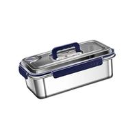 AFXGUSD Lunch Box Rectangle En Acier Inoxydable Empilable avec Couvercle Étanche Récipient Alimentaire Grande Capacité Portable Adapté pour Stockage de Nourri, 3800 Ml