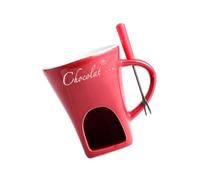 AFXGUSD Mug à Fondre Le Chocolat pour Fondue et Amuse-gueules 130 Ml avec Fourchette, Rouge