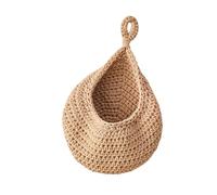 AFXGUSD Panier Mural Fait Main, Panier de Rangement Suspendu, Jardinière en Corde de Coton en Forme de Larme Créative pour La Cuisine, Le Salon, Kaki, 21cmx27cm