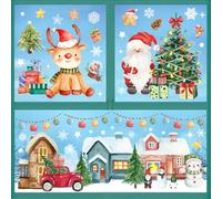 AFXXE 209 Pièces Stickers Noel Reutilisable Autocollant Aquarelle Decoration Fenetre, Electrostatique Vitrophanie Vitrine Deco Noel
