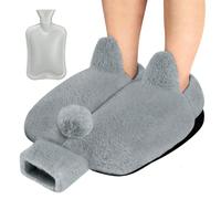 AFXXE Chauffe Pieds Non électrique, Chausson Chauffant pour Femme et Homme, 36x30cm Chaufferette Pieds Reutilisable pour l'hiver, 2L Bouillotte Pied Lavable,Warm Bouillotte Eau Chaude (Light Grey)