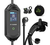 AFYEEV 3.6kW Chargeur Voiture Electrique, 8/10/13/16A Courant Commutable | 6M Cable Recharge Voiture Electrique avec Sac, IEC 62196-2, Station de Charge Mobile Courant Réglable 1-15H Charge Différée