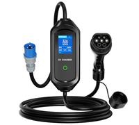 AFYEEV Câble de charge de type 2 7 kW 5 m, câble de charge type 2 Schuko, chargeur EV portable, réglage de la puissance (6-32 A) et minuterie (0-15 h), avec sac de transport, pour tous les PHEV & EV