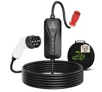 AFYEEV Chargeur Voiture Electrique 11kW, CEE Recharge Voiture Électrique | 5M Cable Station de Charge Mobile 8/10/13/16A Courant Commutable,1-15H Charge Différée IEC 62196-2 (Rouge)