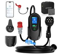 AFYEEV Chargeur Voiture Electrique 11kW triphasé EV Chargeur Type 2 CEE 10M | 6-16A Cable Recharge Voiture Electrique avec app, Type 2 Prise CEE Chargeur, Mobile/Wallbox avec Schuko à CEE Adapateur