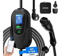 AFYEEV Chargeur Voiture Electrique 3,68 KW Cable de Recharge Type 2 6M | Cable Recharge Voiture Electrique Type 2 6-16 A Courant réglable et Charge différée de 1 à 15 Heures 1 Phase