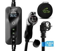 AFYEEV Chargeur Voiture Electrique, 3.6kW Cable Recharge Voiture Electrique Courant Commutable 8/10/13/16A, Ecran Numérique Contrôlable, EV Chargeur Type 1 avec Sac, 5M (SAE J1772)