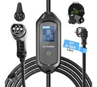 Afyeev Chargeur Voiture Electrique, 6M 3.6kW, 6/8/10/13/16A Courant Commutable, Cable Recharge Voiture Electrique avec Sac, IEC 62196-2, Type 2