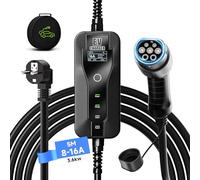 AFYEEV EV Chargeur Type 2, 3.6kW Chargeur Voiture Electrique Courant Commutable 8/10/13/16A, Ecran Numérique Contrôlable, Cable Recharge Voiture Electrique avec Sac, 5M (IEC 62196-2)
