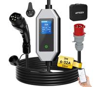 AFYEEV Wallbox 22 KW [3 phasées|7 m|6-32 A] avec Application et câble de Charge 32 A Type 2 Schuko CEE, Station de Charge Mobile pour la Maison
