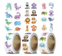 AFYRIANT Autocollant Animaux en Rouleau, 1,500pcs Autocollants de Récompense Animal, Gommettes Enfant, Stickers Animaux, Autocollants Animaux de Récompense, Gommettes Enfants 2 3 4 5 ans